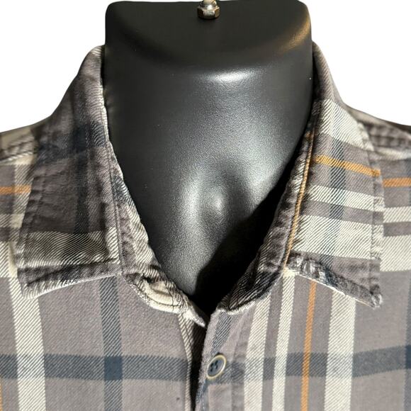 JACHS Men’s Button Front Plaid Flannel Gray Tan Shirt Size Large 100% Cotton - Picture 5 of 13